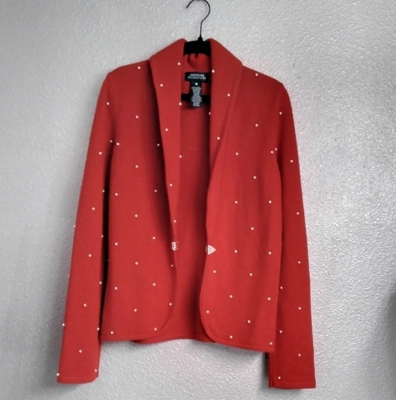 Jones New York Signature  Red Sweater With Pearl Embellishments  Size M - Picture 6 of 8